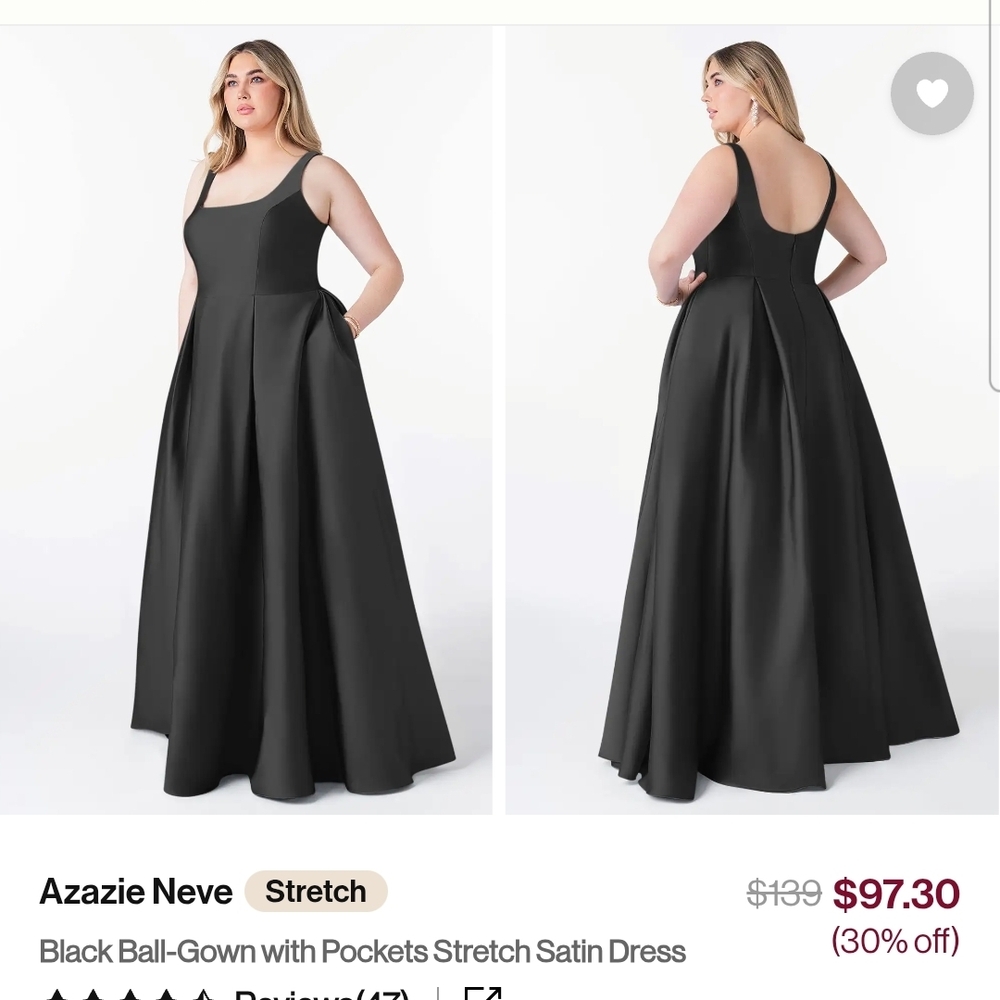 Azazie Neve Black Satin Backless Dress